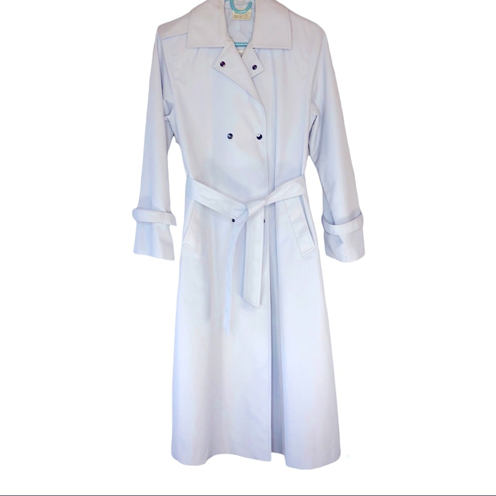Vintage Saxton Hall Pale Blue Trench Coat Size 10